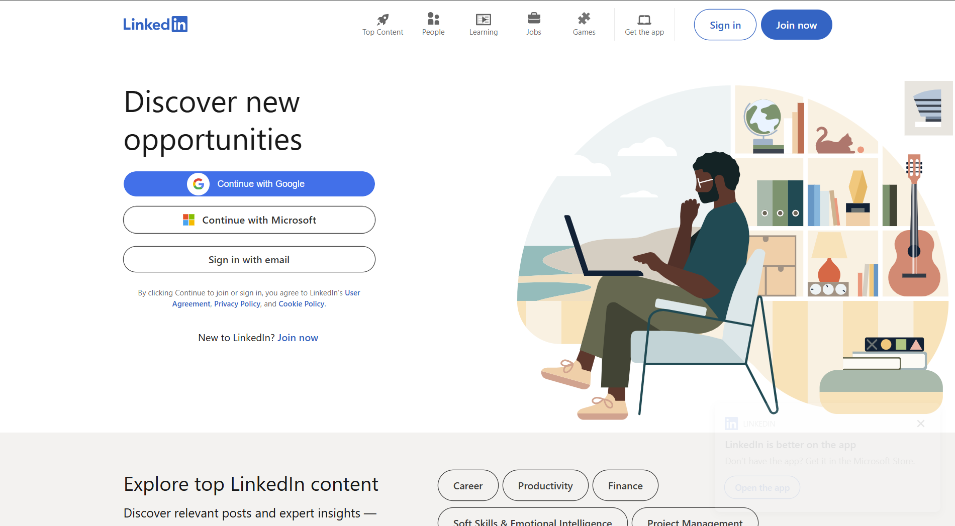 LinkedIn website preview